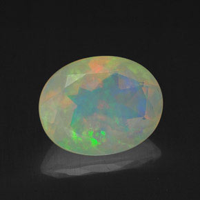 1.58 ct Multicolor Opal Stone, Natural Opal in Oval Facet Shape for Sale