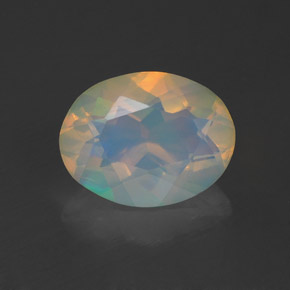 1.07 ct Multicolor Opal Gemstone, Opal Gem in Oval Facet Shape for Sale.