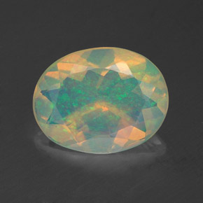 1.38 ct Multicolor Opal Gemstone, Opal Gem in Oval Facet Shape for Sale.