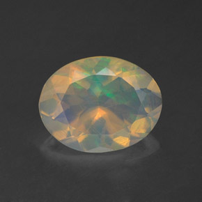 1.24 ct Multicolor Opal Gemstone, Opal Gem in Oval Facet Shape for Sale.
