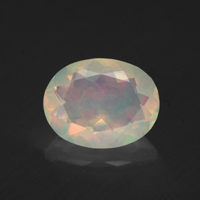 1.22 ct Multicolor Opal Gemstone, Opal Gem in Oval Facet Shape for Sale.