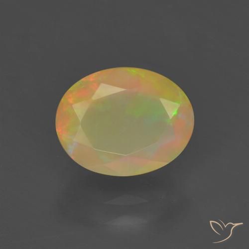 1,3ct Ovale sfaccettato multicolore Opale dall'Etiopia, Dimension 9 x 7,1mm, Natural non trattati Gemstone, Translucent Clarity, 1 piece Opale in Multicolore Color, Mohs Hardness of 5,5 - 6,5, Pietra di Cupido, Photo A