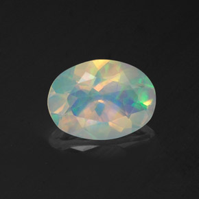 0.96 ct Multicolor Opal Gemstone, Opal Gem in Oval Facet Shape for Sale.
