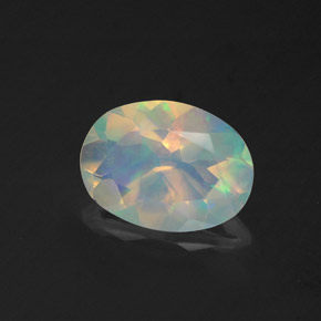 0.96 ct Multicolor Opal Stone, Natural Opal in Oval Facet Shape for Sale