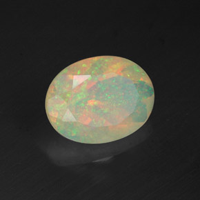 1.26 ct Multicolor Opal Stone, Natural Opal in Oval Facet Shape for Sale