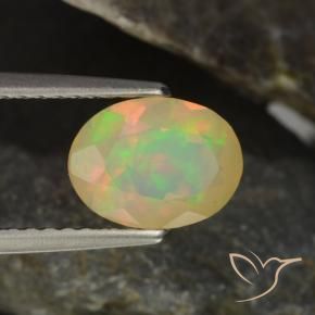 0.94 ct Multicolor Opal Stone, Natural Opal in Oval Facet Shape for Sale