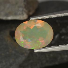 0.92 ct Multicolor Opal Gemstone, Opal Gem in Oval Facet Shape for Sale.