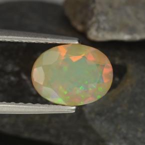 0.92 ct Multicolor Opal Stone, Natural Opal in Oval Facet Shape for Sale