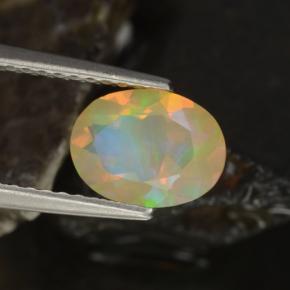 0.88 ct Multicolor Opal Stone, Natural Opal in Oval Facet Shape for Sale