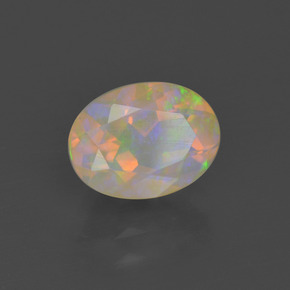 1.06 ct Multicolor Opal Stone, Natural Opal in Oval Facet Shape for Sale