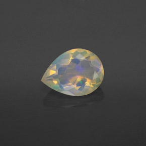 0.74 ct Multicolor Opal Gemstone, Opal Gem in Pear Facet Shape for Sale.