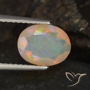 1.09 ct Multicolor Opal Stone, Natural Opal in Oval Facet Shape for Sale
