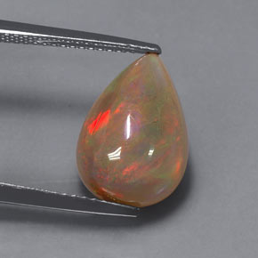 3.85 ct Multicolor Opal Gemstone, Opal Gem in Pear Cabochon Shape for Sale.