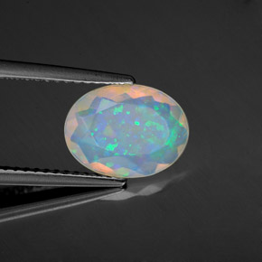 1.22 ct Multicolor Opal Stone, Natural Opal in Oval Facet Shape for Sale
