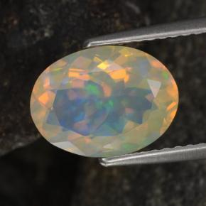 1.86 ct Yellow Opal Gemstone, Opal Gem in Oval Facet Shape for Sale.