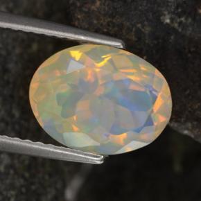 1.86 ct Yellow Opal Stone, Natural Opal in Oval Facet Shape for Sale