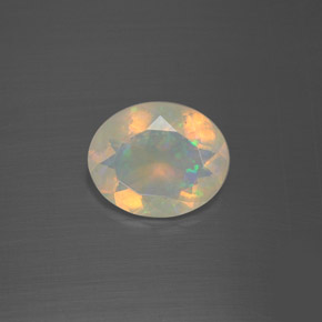 1.60 ct Multicolor Opal Gemstone, Opal Gem in Oval Facet Shape for Sale.