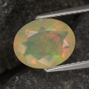 1.24 ct Multicolor Opal Gemstone, Opal Gem in Oval Facet Shape for Sale.