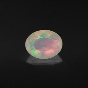 0.98 ct Multicolor Opal Gemstone, Opal Gem in Oval Facet Shape for Sale.