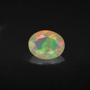 0.92 ct Multicolor Opal Gemstone, Opal Gem in Oval Facet Shape for Sale.