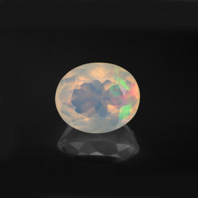 2.58 ct Multicolor Opal Gemstone, Opal Gem in Oval Facet Shape for Sale.