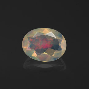 1.06 ct Multicolor Opal Gemstone, Opal Gem in Oval Facet Shape for Sale.