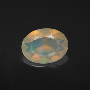 1.53 ct Multicolor Opal Gemstone, Opal Gem in Oval Facet Shape for Sale.
