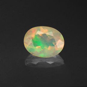 1.22 ct Multicolor Opal Gemstone, Opal Gem in Oval Facet Shape for Sale.