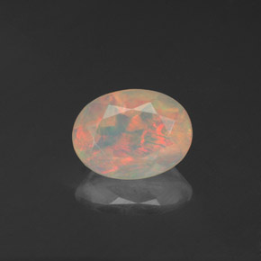 0.89 ct Multicolor Opal Gemstone, Opal Gem in Oval Facet Shape for Sale.