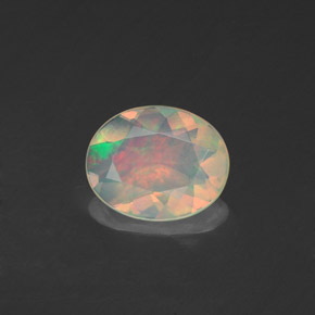 0.80 ct Multicolor Opal Gemstone, Opal Gem in Oval Facet Shape for Sale.