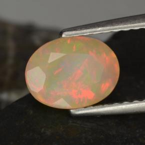 0.97 ct Multicolor Opal Stone, Natural Opal in Oval Facet Shape for Sale