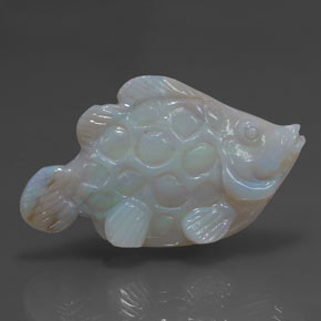 23.81 ct Multicolor Opal Gemstone, Opal Gem in Carved Fish Shape for Sale.