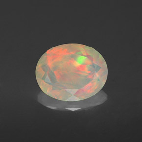 1.42 ct Multicolor Opal Gemstone, Opal Gem in Oval Facet Shape for Sale.