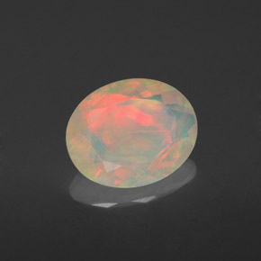 1.42 ct Multicolor Opal Stone, Natural Opal in Oval Facet Shape for Sale
