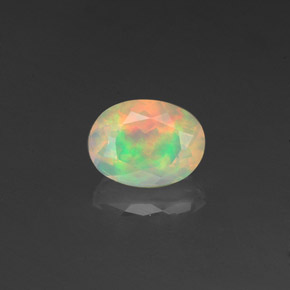 0.96 ct Multicolor Opal Gemstone, Opal Gem in Oval Facet Shape for Sale.