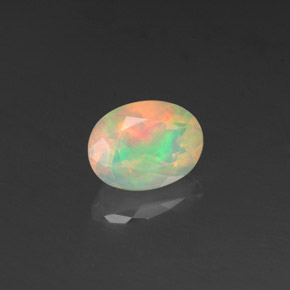 0.96 ct Multicolor Opal Stone, Natural Opal in Oval Facet Shape for Sale