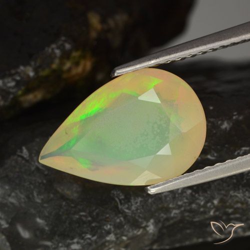 1.90ct Natural Multicolor Opal, Pear Shape, Transparent
