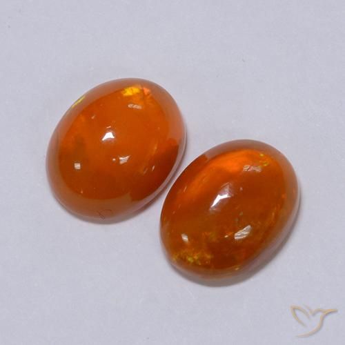 Opal Gemstones in 9 x 7 mm (calibrated) Size for Sale, Opal Stones in Intense Orange Color