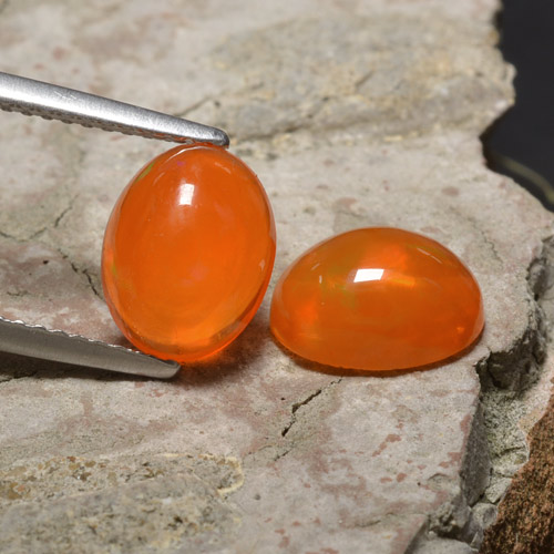 Intense Orange Opal Gem - 1.3ct Oval Cabochon (ID: 368202)