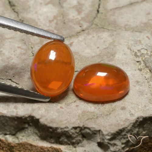 Fire Orange Opal Gem - 0.9ct Oval Cabochon (ID: 368298)