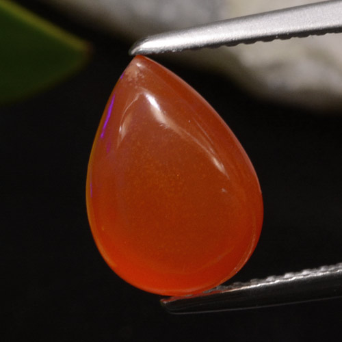 1.97 ct Red Opal Gemstone, Opal Gem in Pear Cabochon Shape for Sale.