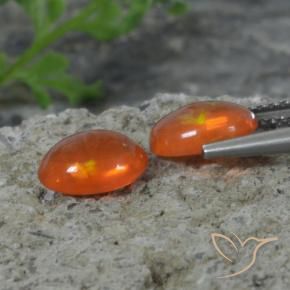 Opal Gemstones in 8 x 6 mm (calibrated) Size for Sale, Opal Stones in Deep Reddish Orange Color
