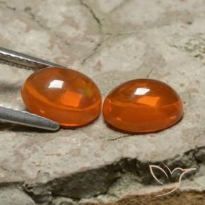 Opal Gemstones in 8.2 x 6.3 mm Size for Sale, Opal Stones in Fire Orange Color
