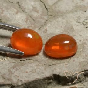 Opal Gemstones in 8 x 6 mm (calibrated) Size for Sale, Opal Stones in Intense Orange Color
