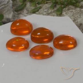 Opal Gemstones in 8 x 6 mm (calibrated) Size for Sale, Opal Stones in Fire Orange Color