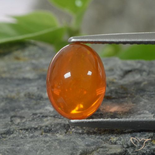 Opale Orange Ovale 9,2 x 7,2mm d'Éthiopie, poids de 1,61 ct, pierre gemme naturelle Fumé de pureté Transparent, 1 pièce d'opale oval cabochon, couleur : Orange intense , dureté de Mohs de 5.5 à 6.5, Symbolise l'amour, la passion, le désir, Photo A