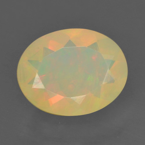 Многоцветный Опал Камень - 1.3ct Фасетный Овал (ID: 461602)