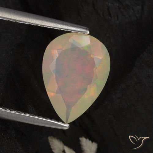 1.42 ct Multicolor Opal Stone, Natural Opal in Pear Facet Shape for Sale