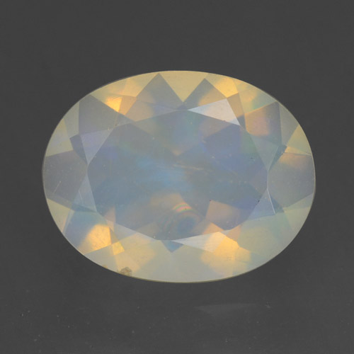 10.1 x 7.9mm Oval Multicolor Opal from Ethiopia, Weight of 1.18ct, Natural untreated Gemstone in Transparent Clarity, 1pc Oval Facet Opal - Color: Multicolor, Mohs Hardness of 5.5 - 6.5, October Birthstone, Photo A