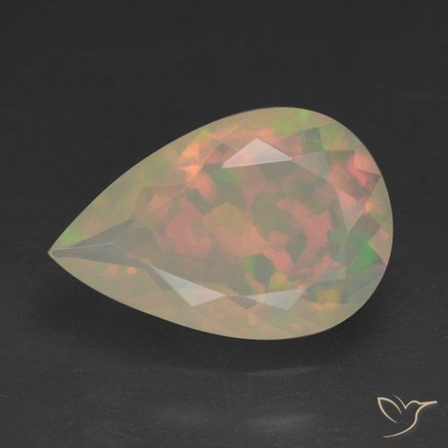 1.47ct Natural Multicolor Opal, Pear Shape, Transparent